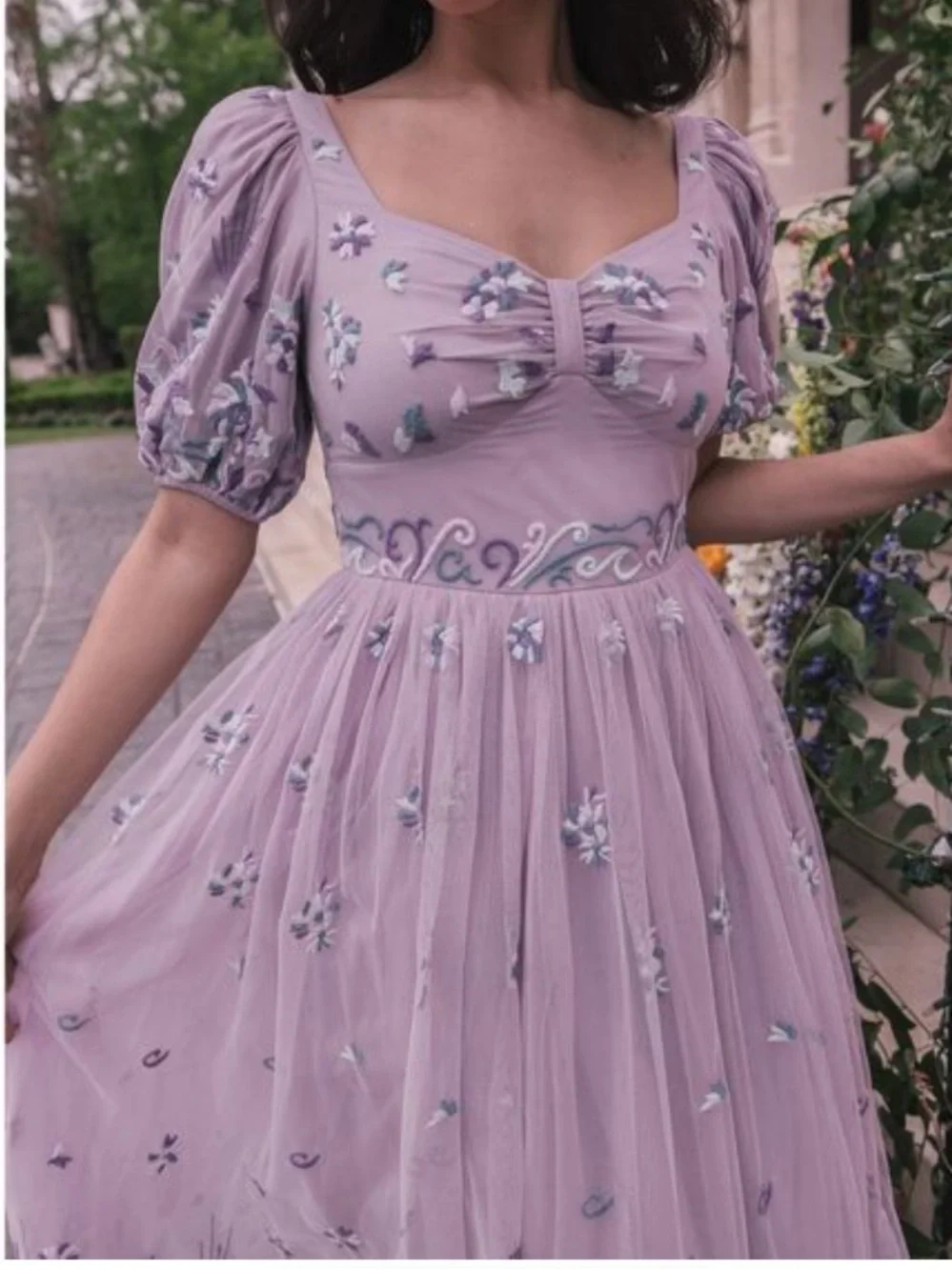 JessaKae Rapunzel lavender purple floral midi dress size XXS - Picture 3 of 10